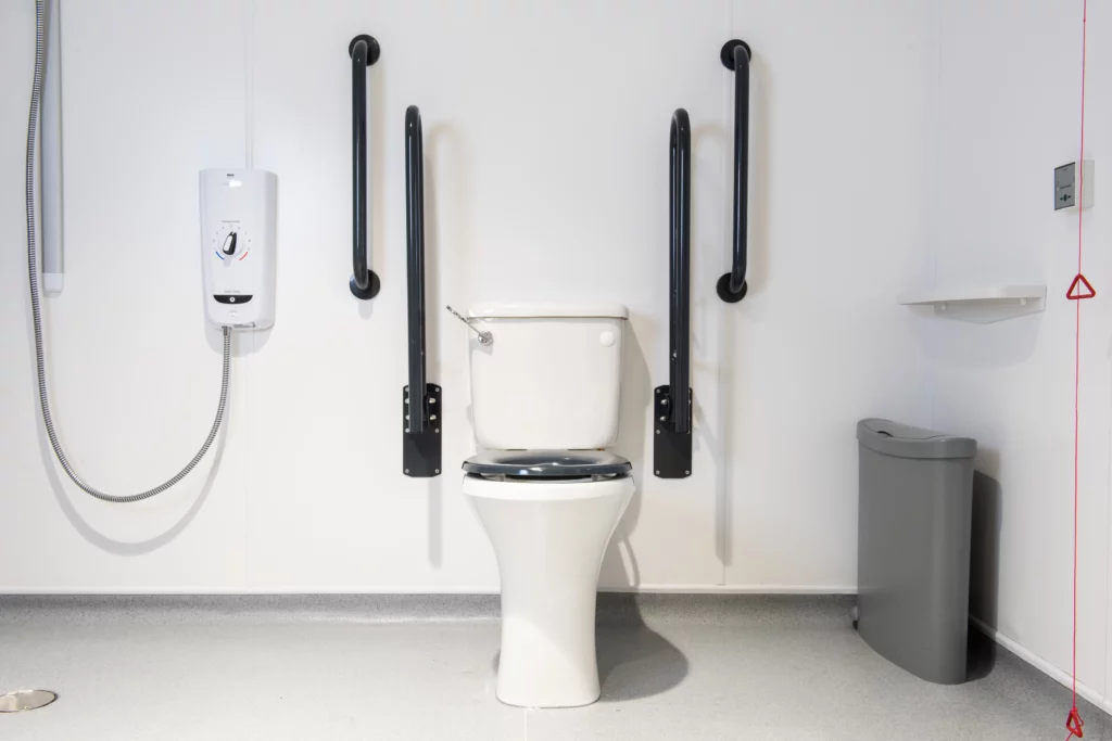 Peninsular toilet at Lloyds Bank Changing Places toilet 