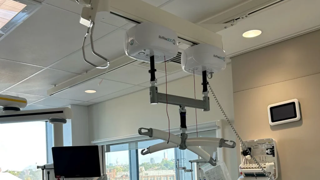 353 Ceiling Track Hoists With Curtain Hoppers Installed At Midland Met Hospital